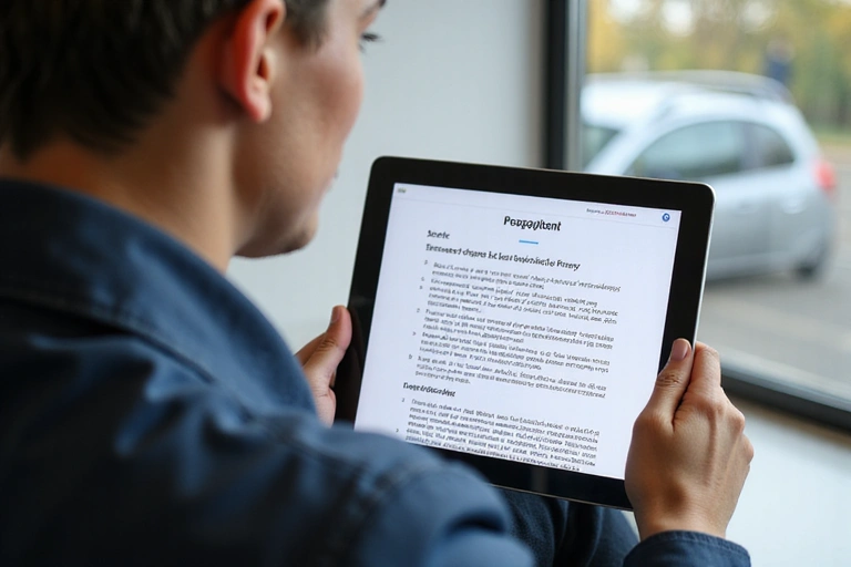 Person reading a privacy policy document on a tablet